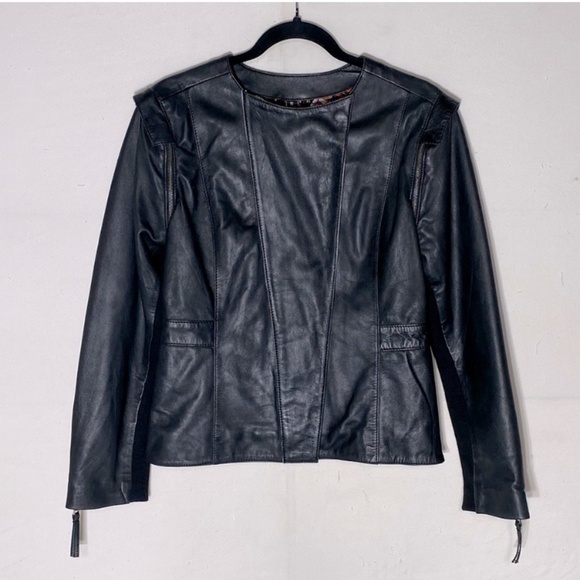 Bano eeMee Black Genuine Leather Jacket 6 - Picture 1 of 15